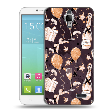 Силиконовый чехол на Alcatel One Touch Idol с принтом Новый год Силиконовый чехол на Alcatel One Touch Idol с принтом Новый год