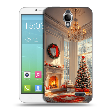 Силиконовый чехол на Alcatel One Touch Idol с принтом Новый год Силиконовый чехол на Alcatel One Touch Idol с принтом Новый год