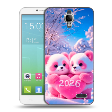 Силиконовый чехол на Alcatel One Touch Idol с принтом Новый год Силиконовый чехол на Alcatel One Touch Idol с принтом Новый год