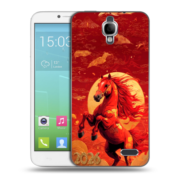 Силиконовый чехол на Alcatel One Touch Idol с принтом Новый год Силиконовый чехол на Alcatel One Touch Idol с принтом Новый год