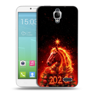 Силиконовый чехол на Alcatel One Touch Idol с принтом Новый год Силиконовый чехол на Alcatel One Touch Idol с принтом Новый год