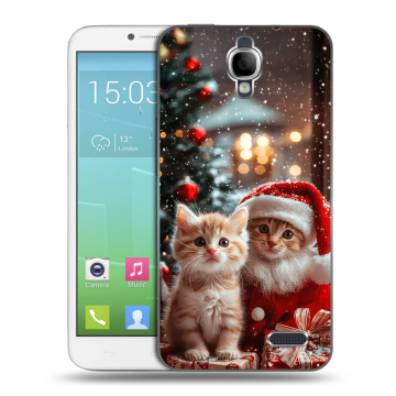 Силиконовый чехол на Alcatel One Touch Idol с принтом Новый год Силиконовый чехол на Alcatel One Touch Idol с принтом Новый год