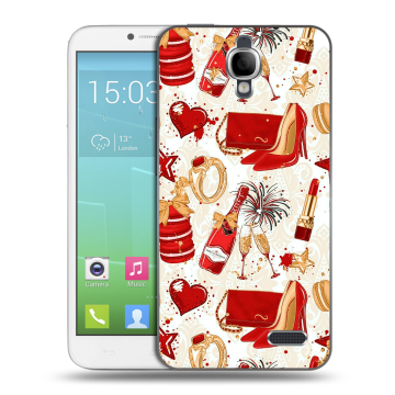Силиконовый чехол на Alcatel One Touch Idol с принтом Новый год Силиконовый чехол на Alcatel One Touch Idol с принтом Новый год