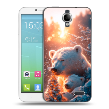 Силиконовый чехол на Alcatel One Touch Idol с принтом Новый год Силиконовый чехол на Alcatel One Touch Idol с принтом Новый год
