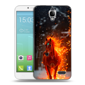 Силиконовый чехол на Alcatel One Touch Idol с принтом Новый год Силиконовый чехол на Alcatel One Touch Idol с принтом Новый год
