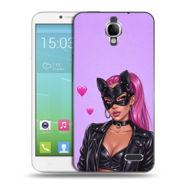 Силиконовый чехол на Alcatel One Touch Idol с принтом женский Силиконовый чехол на Alcatel One Touch Idol с принтом женский