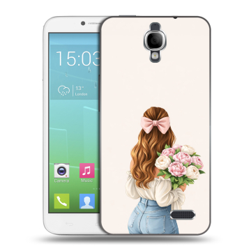 Силиконовый чехол на Alcatel One Touch Idol с принтом женский