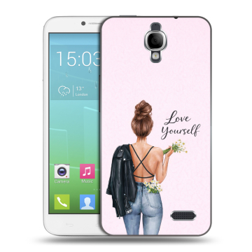 Силиконовый чехол на Alcatel One Touch Idol с принтом женский