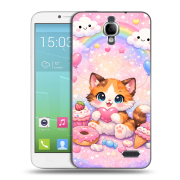 Силиконовый чехол на Alcatel One Touch Idol с принтом для девочек