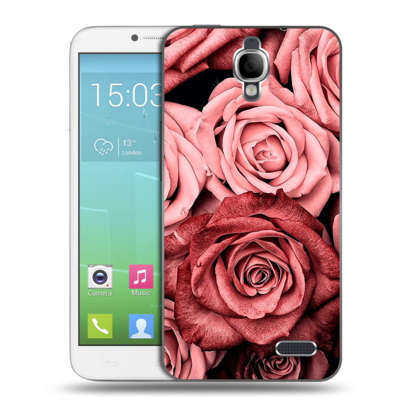 Силиконовый чехол на Alcatel One Touch Idol с принтом Цветы розы Силиконовый чехол на Alcatel One Touch Idol с принтом Цветы розы