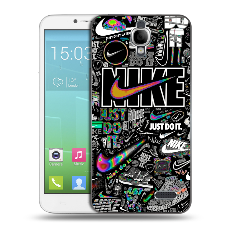 Силиконовый чехол на Alcatel One Touch Idol с принтом Найк Силиконовый чехол на Alcatel One Touch Idol с принтом Найк
