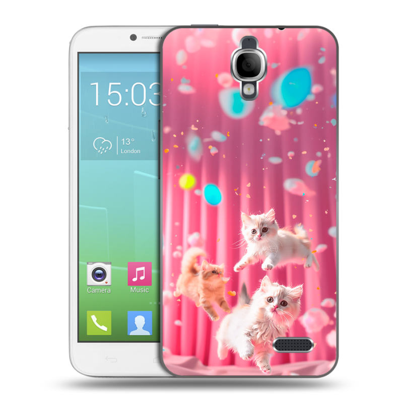 Силиконовый чехол на Alcatel One Touch Idol с принтом милые котики Силиконовый чехол на Alcatel One Touch Idol с принтом милые котики