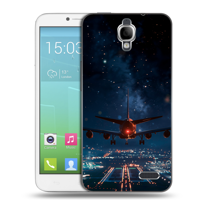 Силиконовый чехол на Alcatel One Touch Idol с принтом самолет Силиконовый чехол на Alcatel One Touch Idol с принтом самолет