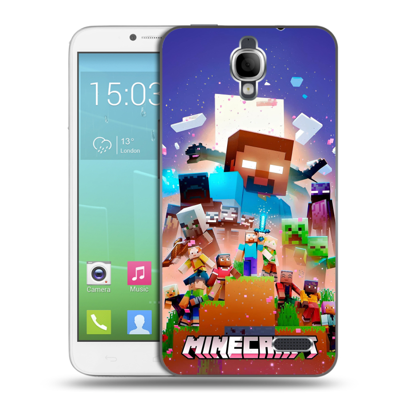 Силиконовый чехол на Alcatel One Touch Idol с принтом Майнкрафт Minecraft Силиконовый чехол на Alcatel One Touch Idol с принтом Майнкрафт Minecraft