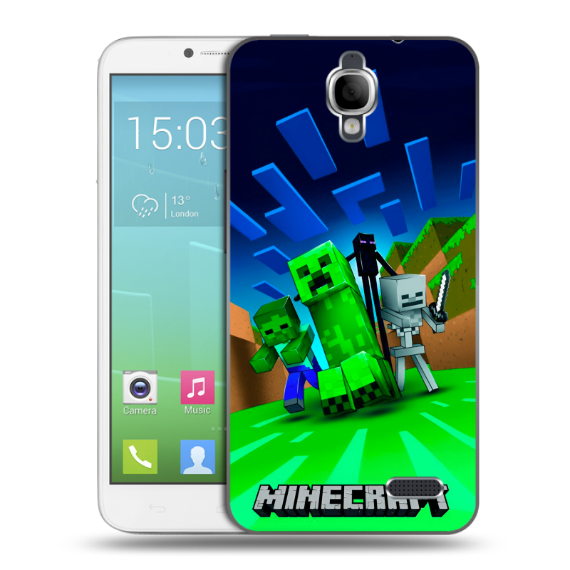 Силиконовый чехол на Alcatel One Touch Idol с принтом Майнкрафт Силиконовый чехол на Alcatel One Touch Idol с принтом Майнкрафт