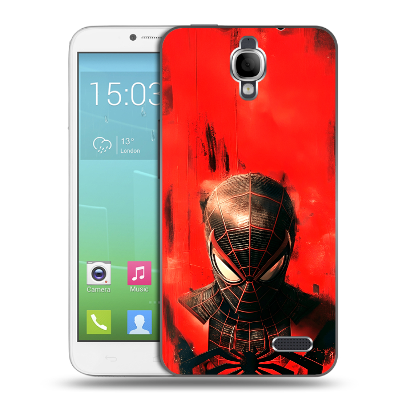 Силиконовый чехол на Alcatel One Touch Idol с принтом человек паук spiderman Силиконовый чехол на Alcatel One Touch Idol с принтом человек паук spiderman