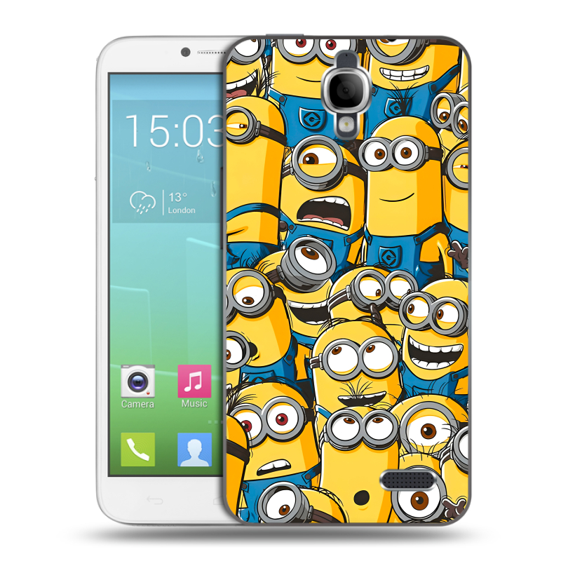 Силиконовый чехол на Alcatel One Touch Idol с принтом Миньоны Силиконовый чехол на Alcatel One Touch Idol с принтом Миньоны