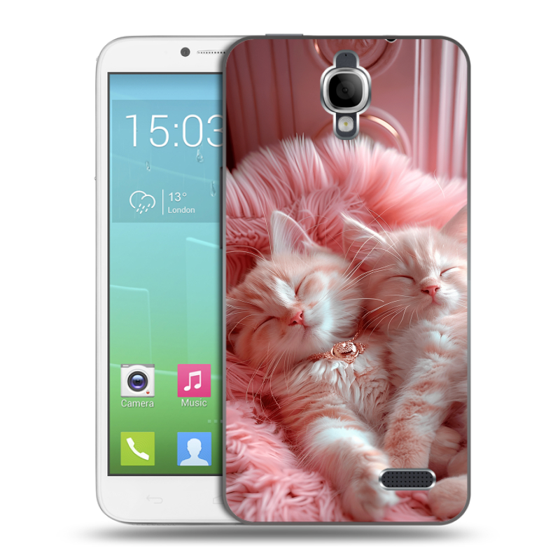 Силиконовый чехол на Alcatel One Touch Idol с принтом котята котики Силиконовый чехол на Alcatel One Touch Idol с принтом котята котики