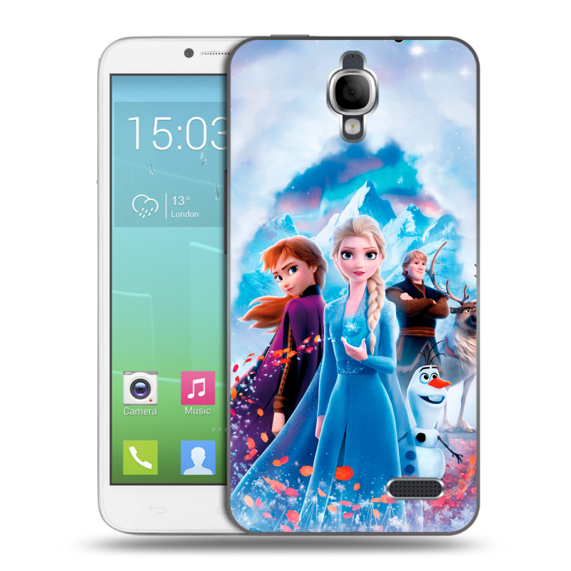 Силиконовый чехол на Alcatel One Touch Idol с принтом Холодное сердце Frozen Силиконовый чехол на Alcatel One Touch Idol с принтом Холодное сердце Frozen