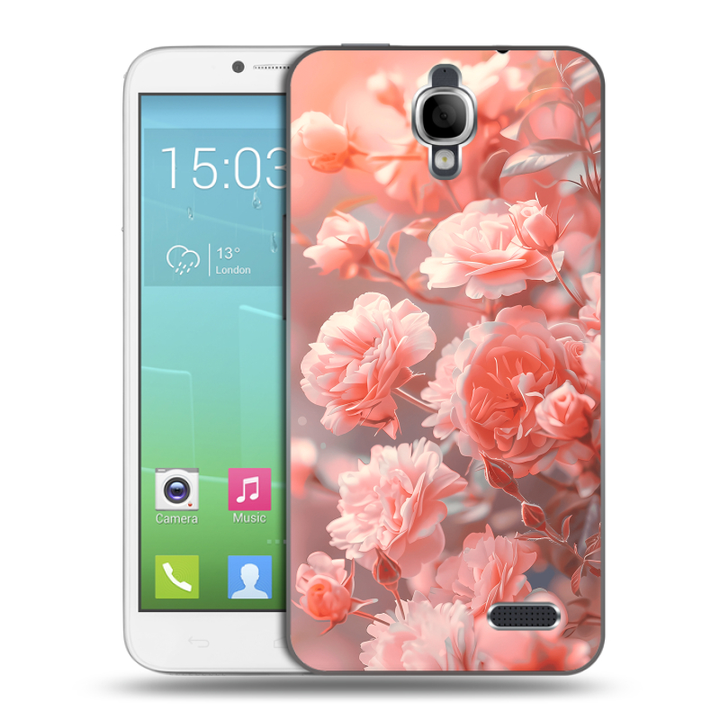 Силиконовый чехол на Alcatel One Touch Idol с принтом Розы цветы Силиконовый чехол на Alcatel One Touch Idol с принтом Розы цветы