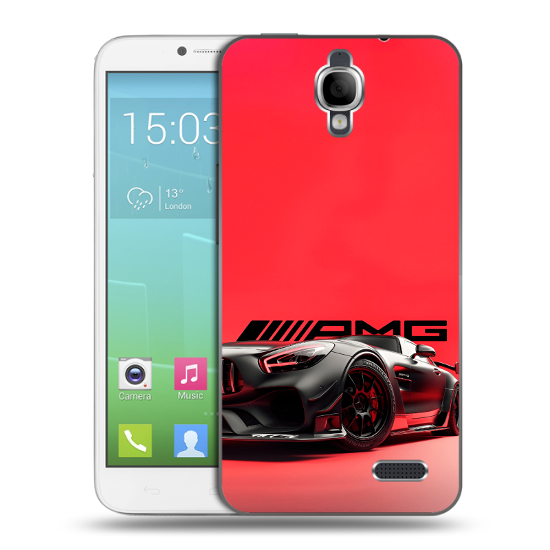 Силиконовый чехол на Alcatel One Touch Idol с принтом Мерседес Mercedes AMG Силиконовый чехол на Alcatel One Touch Idol с принтом Мерседес Mercedes AMG