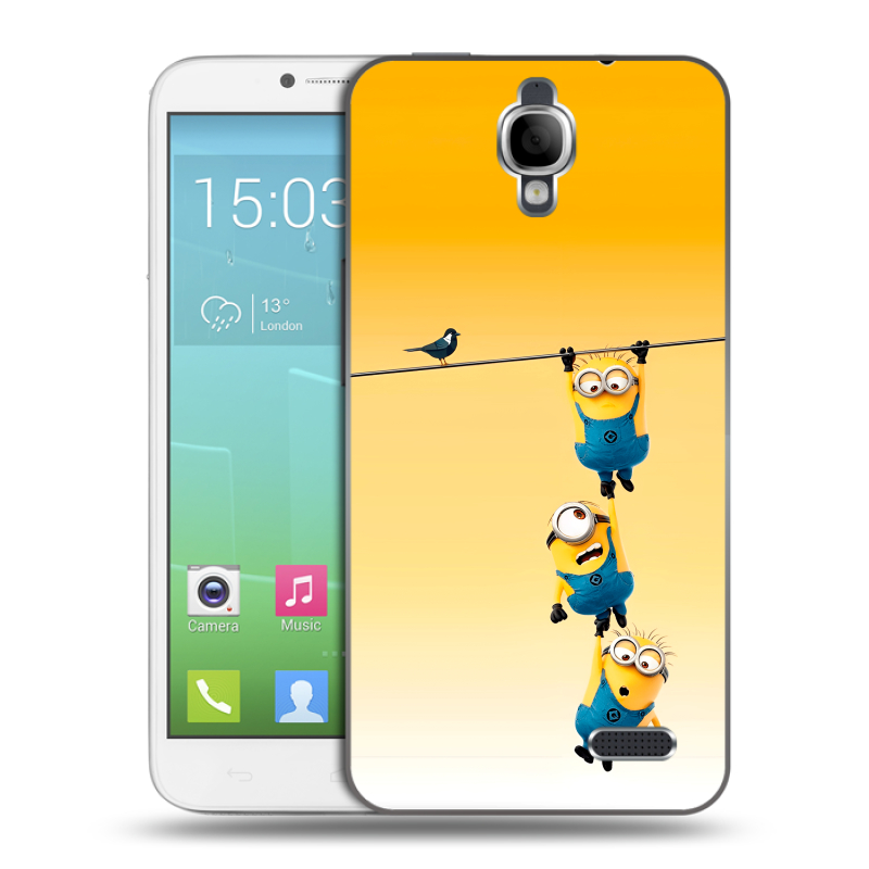 Силиконовый чехол на Alcatel One Touch Idol с принтом Миньоны Силиконовый чехол на Alcatel One Touch Idol с принтом Миньоны