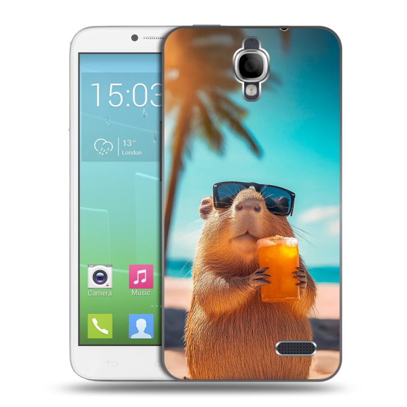 Силиконовый чехол на Alcatel One Touch Idol с принтом Капибара Силиконовый чехол на Alcatel One Touch Idol с принтом Капибара