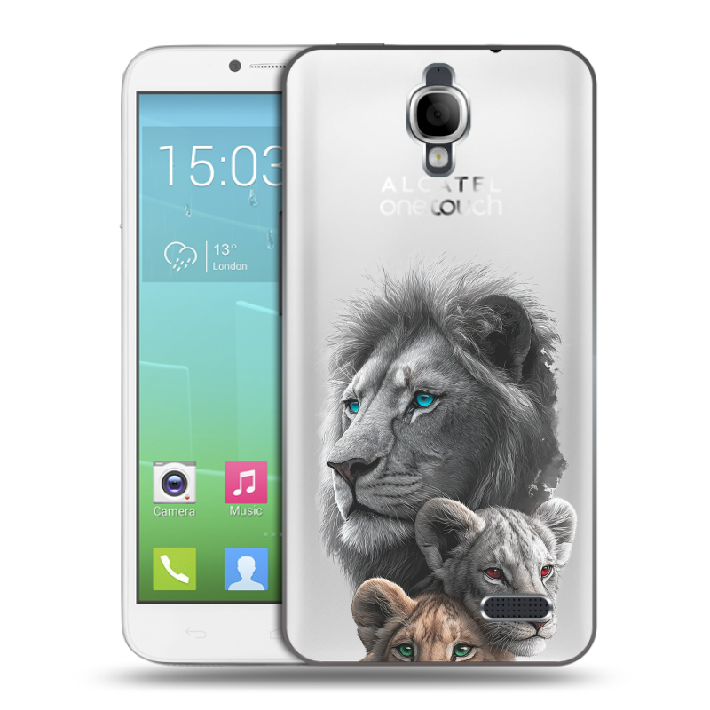 Силиконовый чехол на Alcatel One Touch Idol с принтом Львы Силиконовый чехол на Alcatel One Touch Idol с принтом Львы