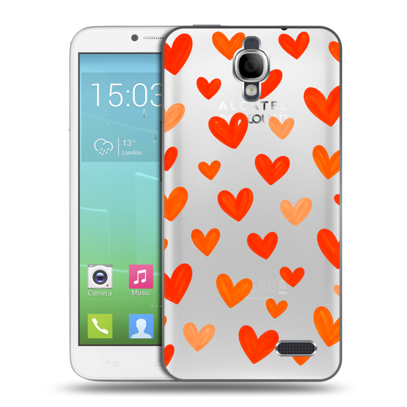 Силиконовый чехол на Alcatel One Touch Idol с принтом Сердечки Силиконовый чехол на Alcatel One Touch Idol с принтом Сердечки