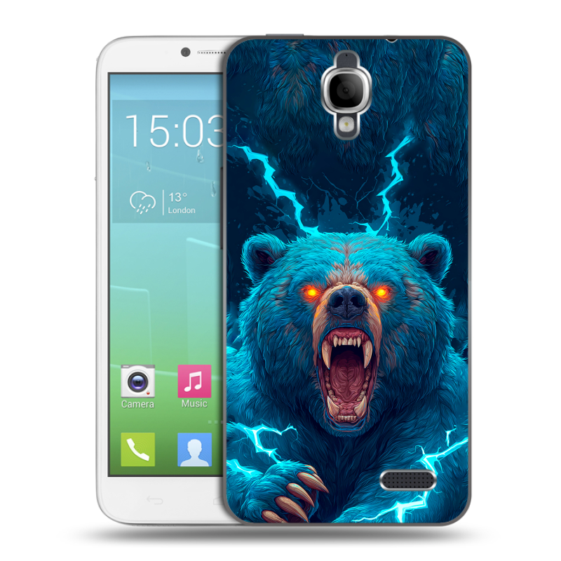 Силиконовый чехол на Alcatel One Touch Idol с принтом Медведь Силиконовый чехол на Alcatel One Touch Idol с принтом Медведь