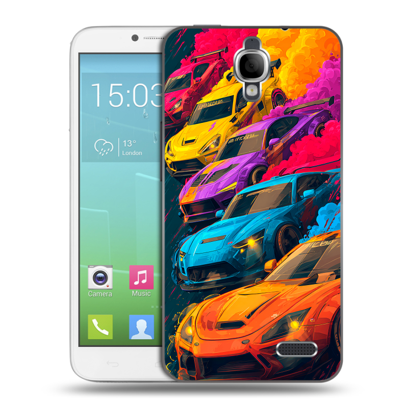 Силиконовый чехол на Alcatel One Touch Idol с принтом Тачки Силиконовый чехол на Alcatel One Touch Idol с принтом Тачки