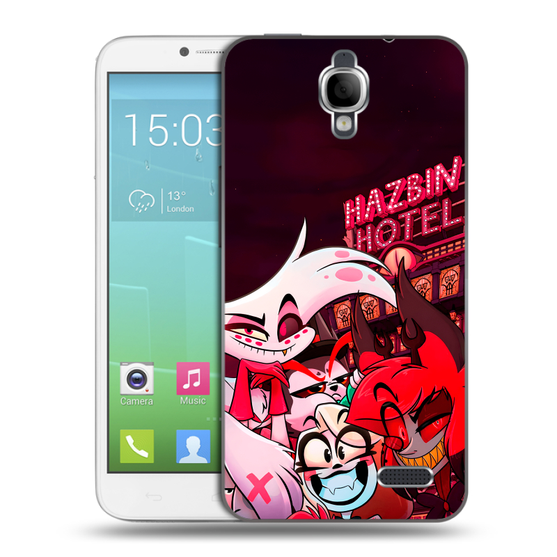 Силиконовый чехол на Alcatel One Touch Idol с принтом Hazbin Hotel Отель Хазбин Силиконовый чехол на Alcatel One Touch Idol с принтом Hazbin Hotel Отель Хазбин