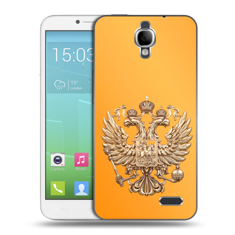 Силиконовый чехол на Alcatel One Touch Idol с принтом Герб Флаг России Силиконовый чехол на Alcatel One Touch Idol с принтом Герб Флаг России