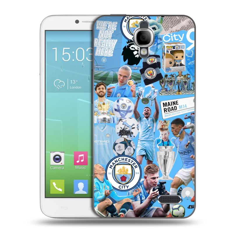 Силиконовый чехол на Alcatel One Touch Idol с принтом Man City Манчестер Сити Силиконовый чехол на Alcatel One Touch Idol с принтом Man City Манчестер Сити