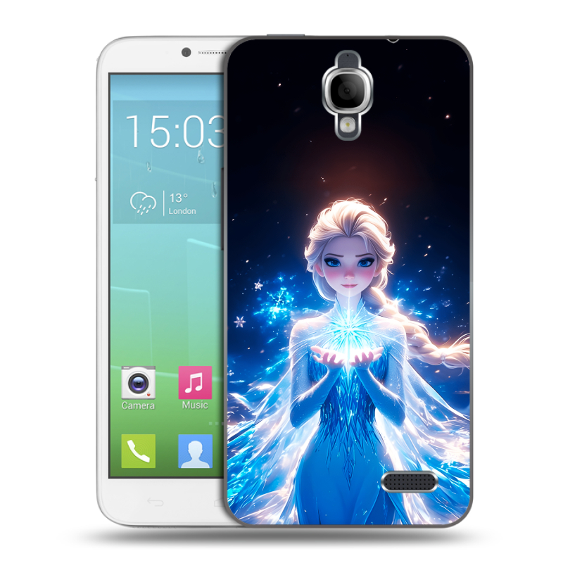 Силиконовый чехол на Alcatel One Touch Idol с принтом Холодное сердце Frozen Силиконовый чехол на Alcatel One Touch Idol с принтом Холодное сердце Frozen