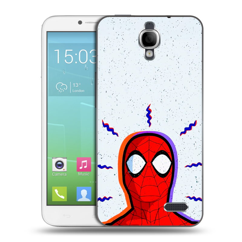 Силиконовый чехол на Alcatel One Touch Idol с принтом Spiderman Человек паук Силиконовый чехол на Alcatel One Touch Idol с принтом Spiderman Человек паук
