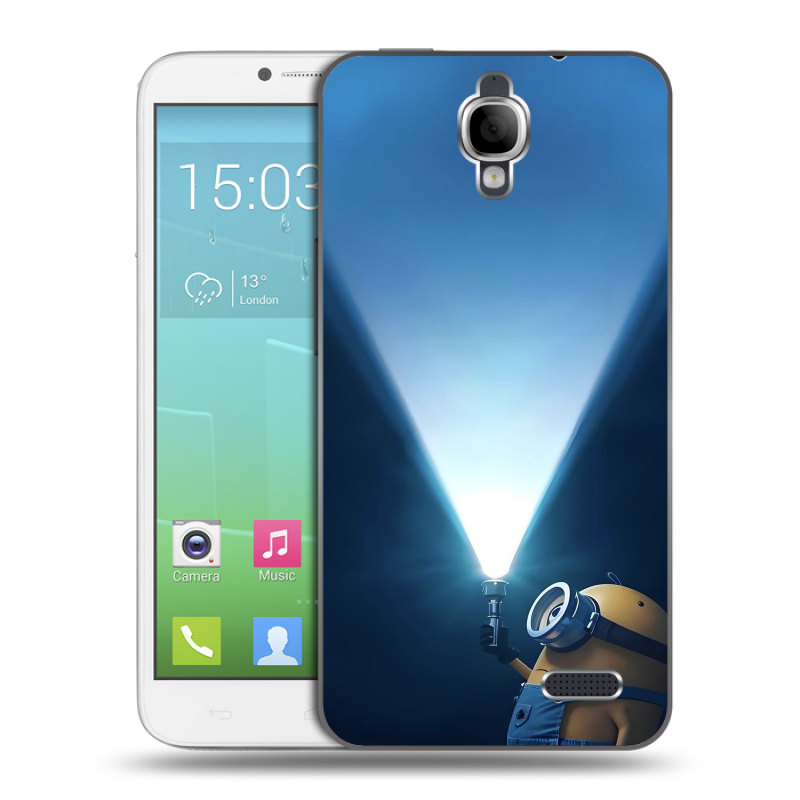 Силиконовый чехол на Alcatel One Touch Idol с принтом Миньоны Силиконовый чехол на Alcatel One Touch Idol с принтом Миньоны
