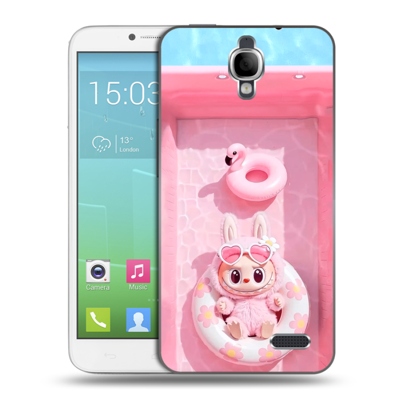 Силиконовый чехол на Alcatel One Touch Idol с принтом Labubu Лабубу Силиконовый чехол на Alcatel One Touch Idol с принтом Labubu Лабубу