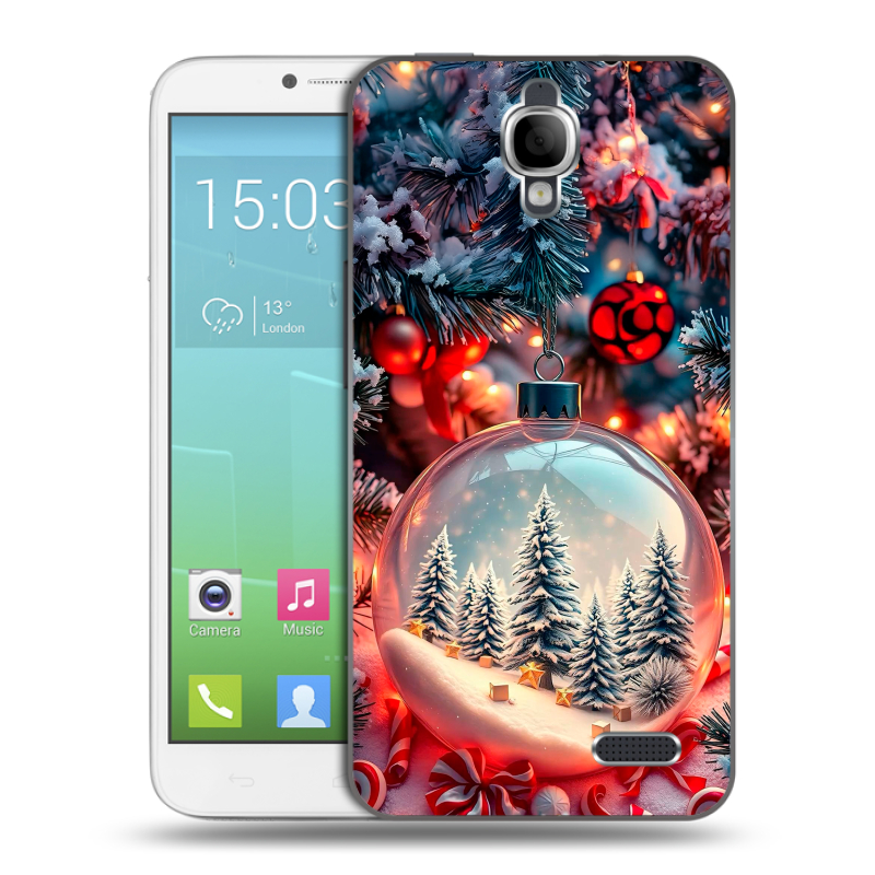 Силиконовый чехол на Alcatel One Touch Idol с принтом Новый год Силиконовый чехол на Alcatel One Touch Idol с принтом Новый год