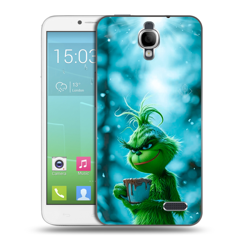 Силиконовый чехол на Alcatel One Touch Idol с принтом Новый год гринч Силиконовый чехол на Alcatel One Touch Idol с принтом Новый год гринч