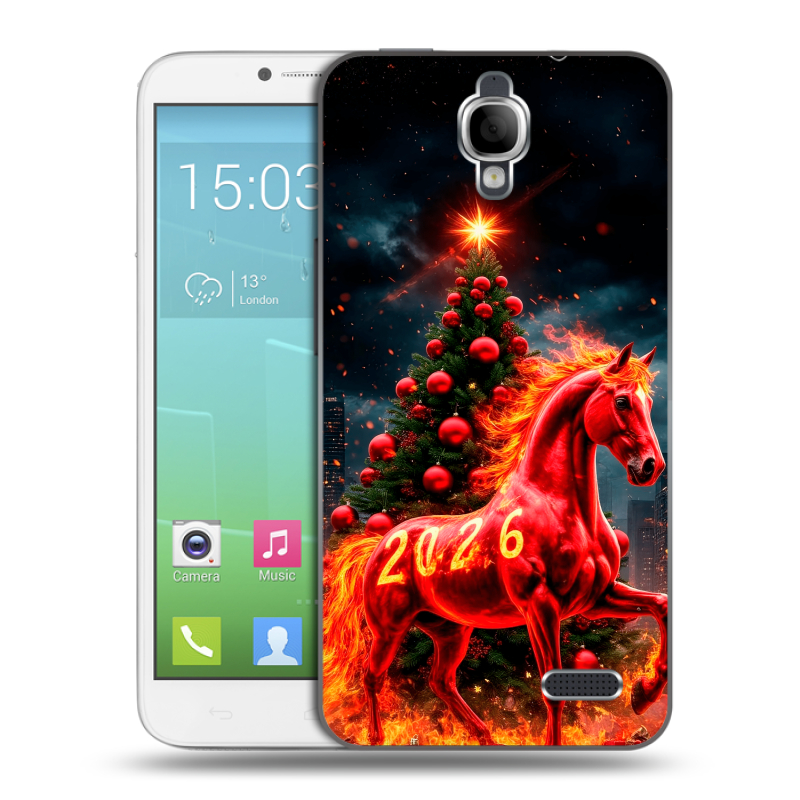 Силиконовый чехол на Alcatel One Touch Idol с принтом Новый год Силиконовый чехол на Alcatel One Touch Idol с принтом Новый год