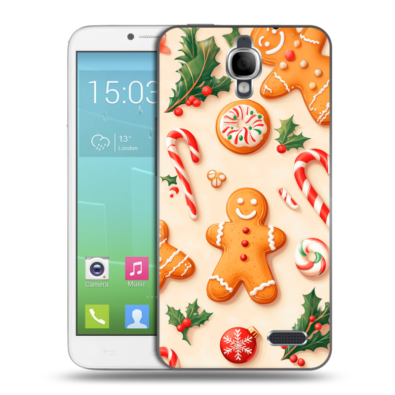 Силиконовый чехол на Alcatel One Touch Idol с принтом Новый год Силиконовый чехол на Alcatel One Touch Idol с принтом Новый год
