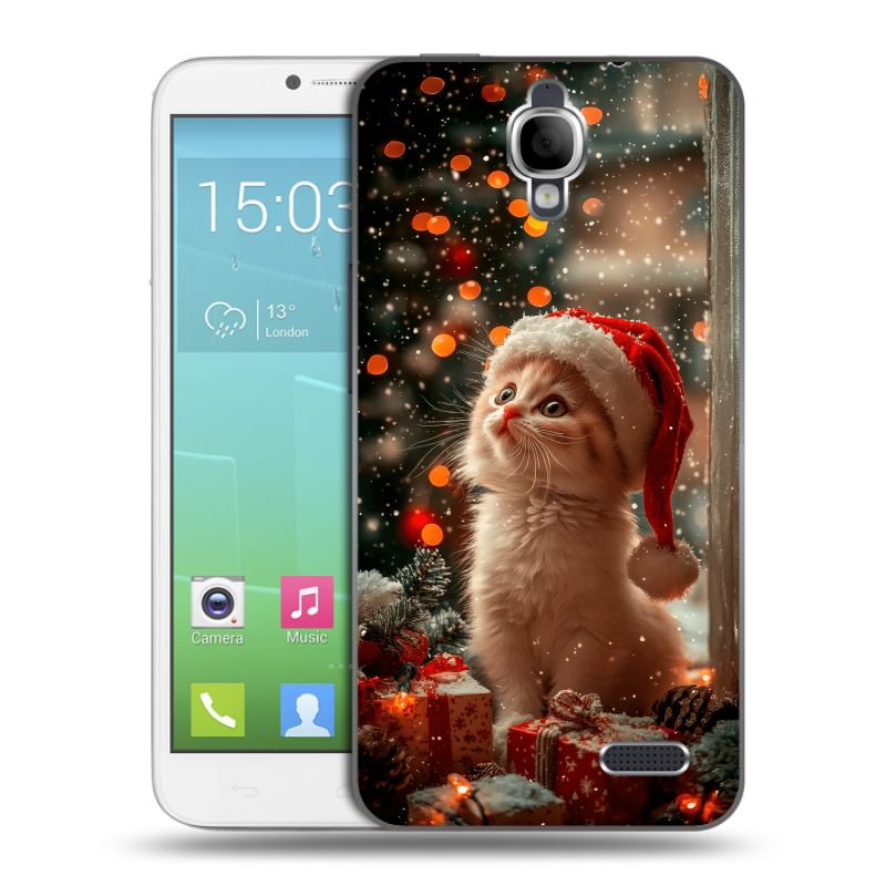 Силиконовый чехол на Alcatel One Touch Idol с принтом Новый год Силиконовый чехол на Alcatel One Touch Idol с принтом Новый год