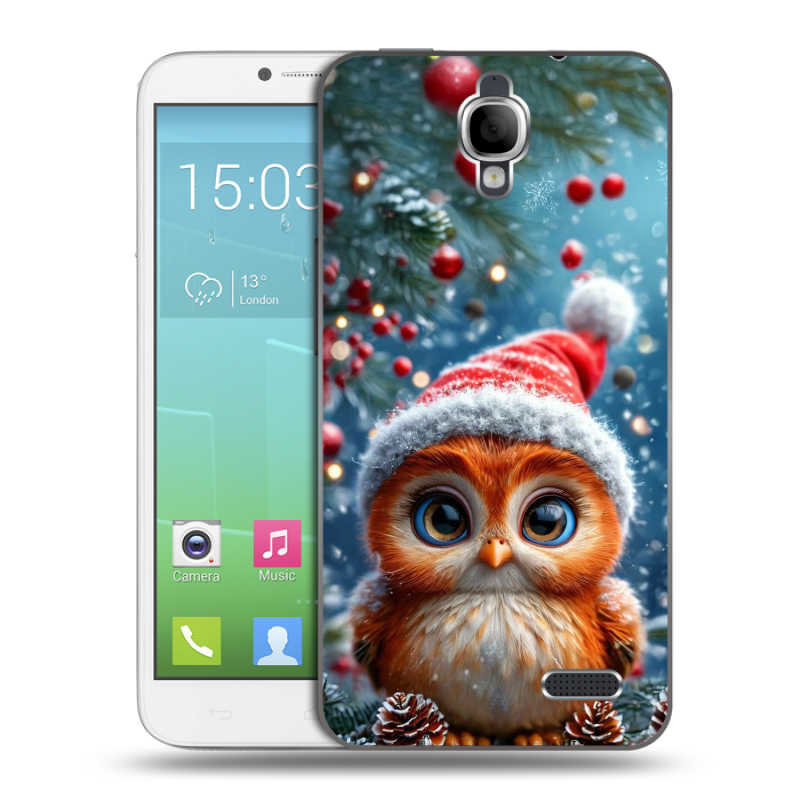 Силиконовый чехол на Alcatel One Touch Idol с принтом Новый год Силиконовый чехол на Alcatel One Touch Idol с принтом Новый год