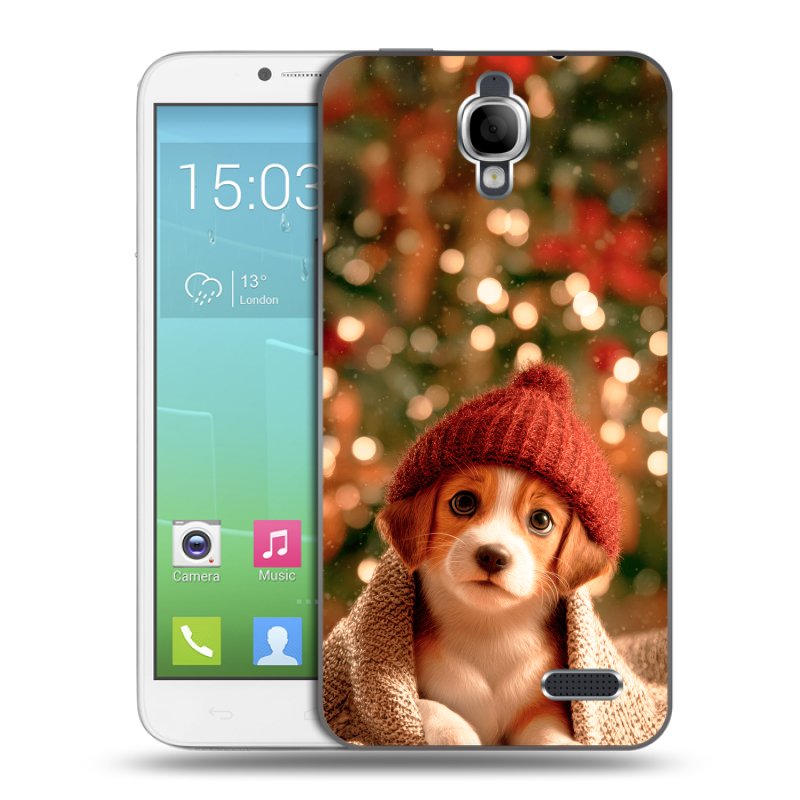 Силиконовый чехол на Alcatel One Touch Idol с принтом Новый год Силиконовый чехол на Alcatel One Touch Idol с принтом Новый год