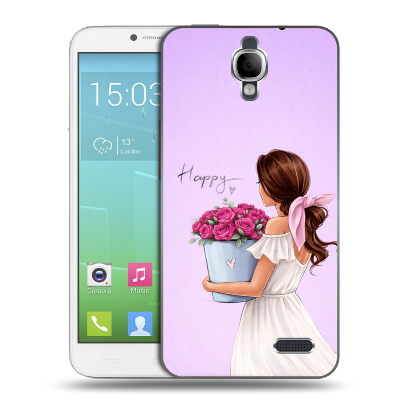 Силиконовый чехол на Alcatel One Touch Idol с принтом женский Силиконовый чехол на Alcatel One Touch Idol с принтом женский