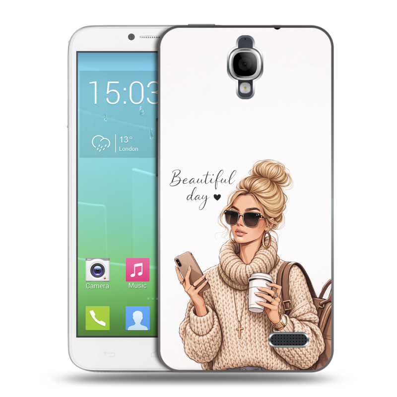Силиконовый чехол на Alcatel One Touch Idol с принтом женский Силиконовый чехол на Alcatel One Touch Idol с принтом женский