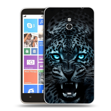 Пластиковый чехол на Nokia Lumia 1320 с принтом Темный леопард
