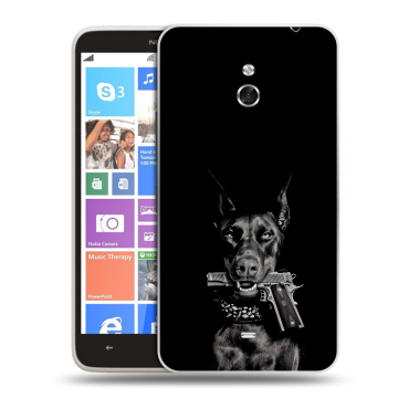 Пластиковый чехол на Nokia Lumia 1320 с принтом Доберман и пистолет Пластиковый чехол на Nokia Lumia 1320 с принтом Доберман и пистолет