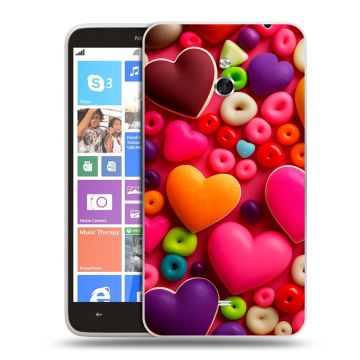 Пластиковый чехол на Nokia Lumia 1320 с принтом Сердечки Пластиковый чехол на Nokia Lumia 1320 с принтом Сердечки